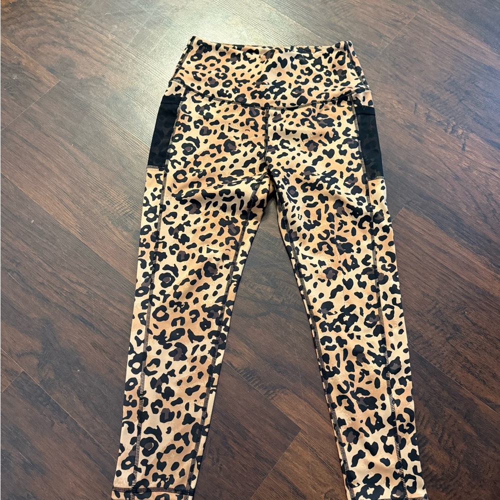 Kids Leopard Pattern Leggings with Black Accents